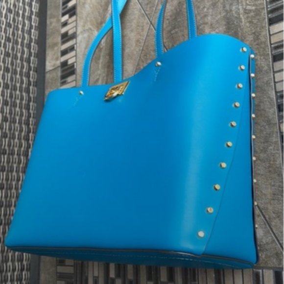 Michael Kors Manhattan Large Tote Leather Color Lagoon - Picture 11 of 16